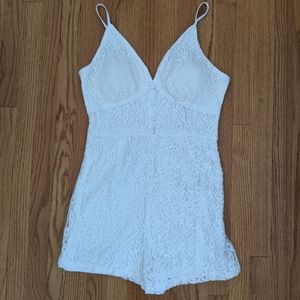 White Lace Spaghetti Strap Romper